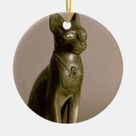 beeldje van een kat die de godin Bastet vertegenwo Keramisch Ornament (Voorkant)
