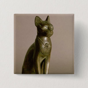 beeldje van een kat die de godin Bastet vertegenwo Vierkante Button 5,1 Cm