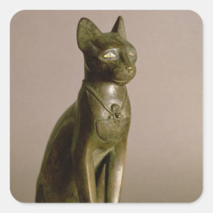 beeldje van een kat die de godin Bastet vertegenwo Vierkante Sticker