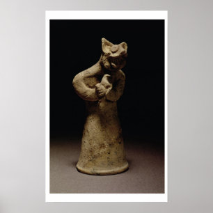 Beeldje van een lionverwarmde demon, mesopotamie,  poster
