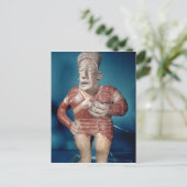 Beeldje van een tlachtlispeler die een helm dragen briefkaart (Staand voorkant)