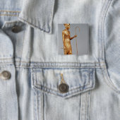 Beeldje van koning met rode kroon van vierkante button 5,1 cm (In situ)