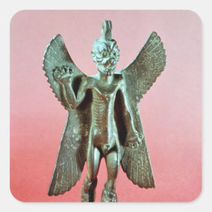 Beeldje van Pazuzu, een Assyrische winddemon Vierkante Sticker