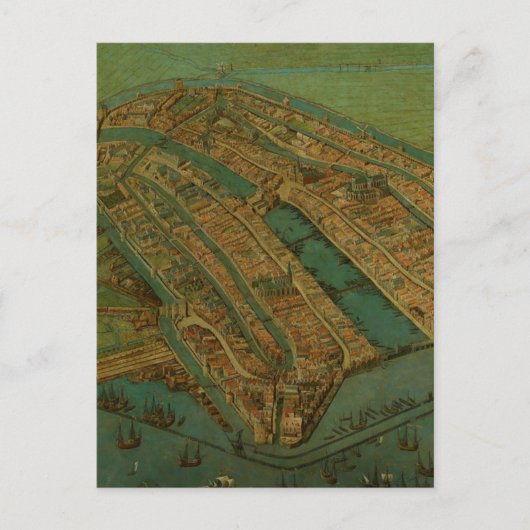  beeldkaart van Amsterdam (1538) Briefkaart (Voorkant)