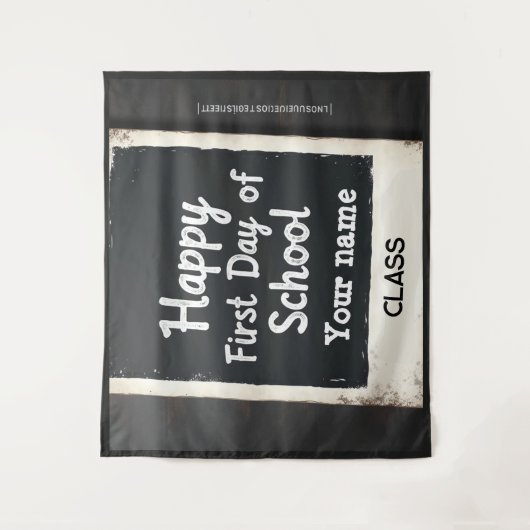 Beeldkader eerste schooldag bewerkbaar wandkleed (Voorkant)