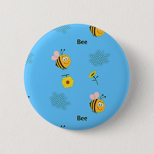 Beeldpatroon op blauw ronde button 5,7 cm (Voorkant)