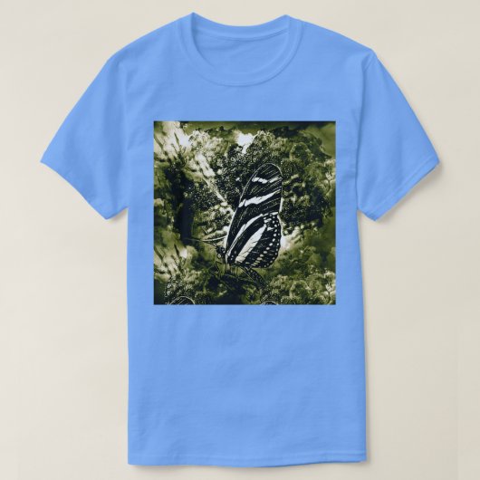 Beeldscherm met explosie van vlinder, kleurenmengs t-shirt (Design voorkant)