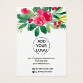 Beeldscherm voor rode florale waterverf visitekaartje (Achterkant)