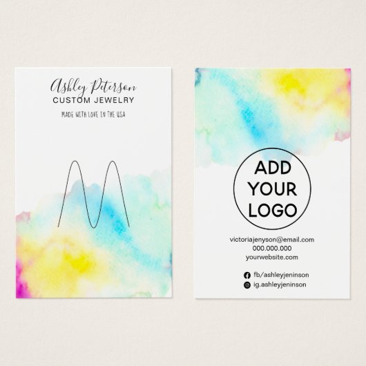 Beeldscherm voor waterverf-sierjuwelen visitekaartje (Voorkant /achterkant)