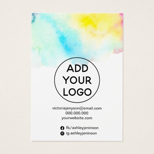 Beeldscherm voor waterverf-sierjuwelen visitekaartje (Achterkant)