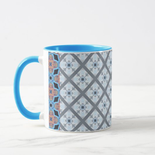 beeldschermblauw diagonaal Patroonontwerp Mok (Links)