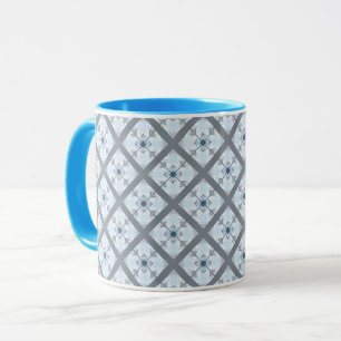 beeldschermblauw diagonaal Patroonontwerp Mok