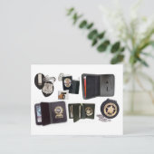 Beeldschermen en portemonnees van leder van politi briefkaart (Staand voorkant)