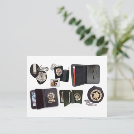 Beeldschermen en portemonnees van leder van politi briefkaart (Staand voorkant)