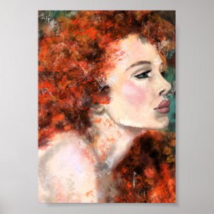 Beeldschone roodharige vrouw - Abstract origineel Poster