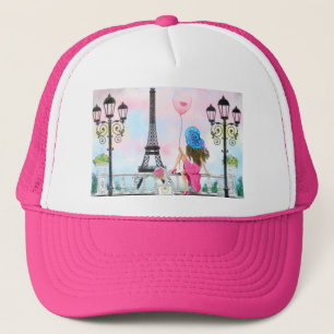 Beeldschone vrouw en roze hartballon - Ik hou van  Trucker Pet