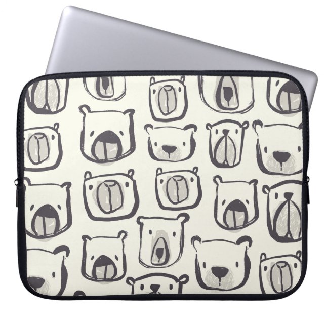 Beeldzame beer met de hand getekende doedels illus laptop sleeve (Voorkant)