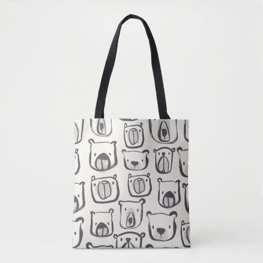 Beeldzame beer met de hand getekende doedels illus tote bag (Voorkant)