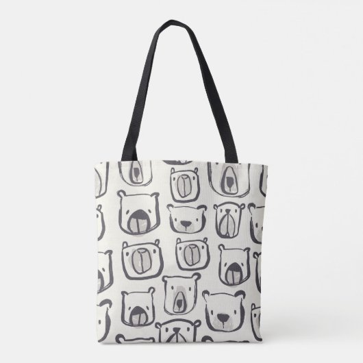 Beeldzame beer met de hand getekende doedels illus tote bag (Achterkant)