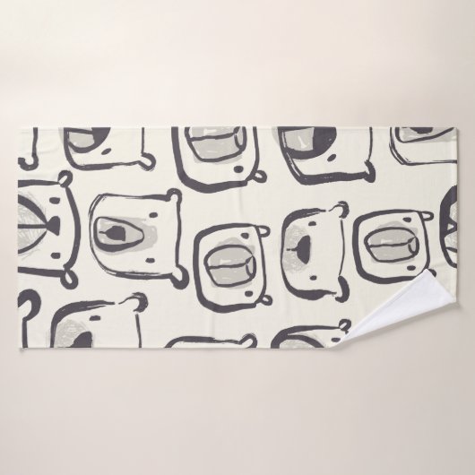 Beeldzame beer met hand getekende doedels illustra badhanddoek (Badhanddoek)