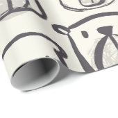 Beeldzame beer met hand getekende doedels illustra cadeaupapier (Rol Hoek)