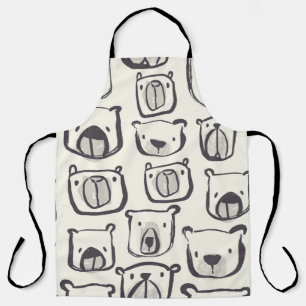 Beeldzame beer met hand getekende doedels illustra schort