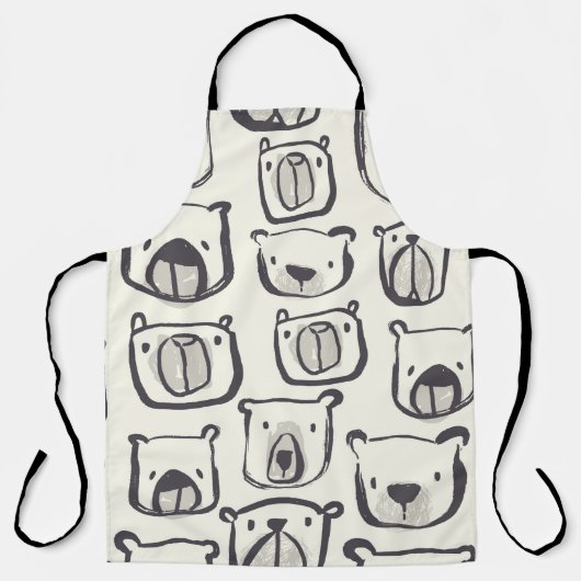 Beeldzame beer met hand getekende doedels illustra schort (Voorkant)