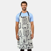 Beeldzame beer met hand getekende doedels illustra schort (Gedragen)