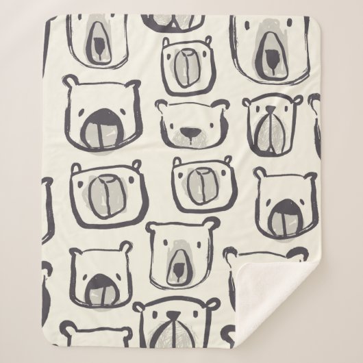 Beeldzame beer met hand getekende doedels illustra sherpa deken (Voorkant)