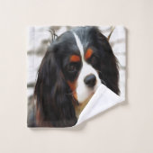Beeltenis: A King Charles Cavalier Spaniel Bad Handdoek (Wasdoekje)