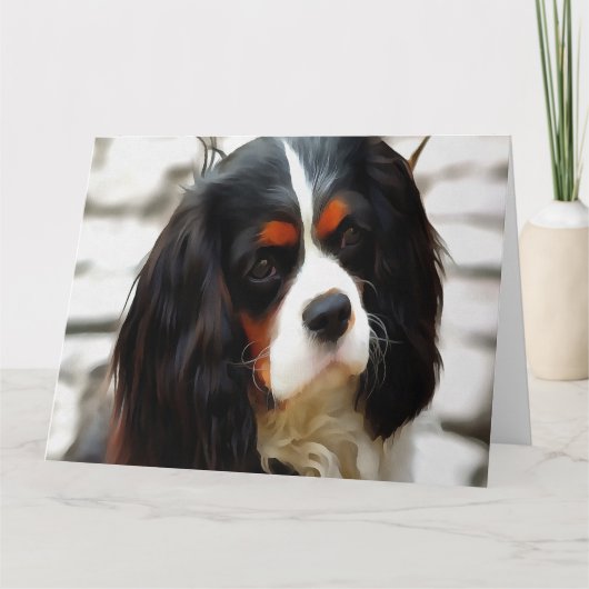 Beeltenis: A King Charles Cavalier Spaniel Bedankkaart (Voorkant)