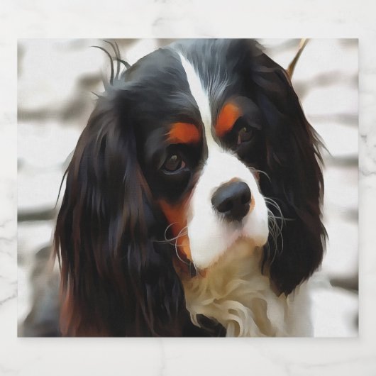 Beeltenis: A King Charles Cavalier Spaniel Bier Etiket (Enkel label)