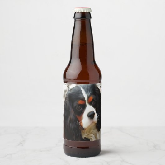 Beeltenis: A King Charles Cavalier Spaniel Bier Etiket (Voorkant)