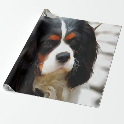 Beeltenis: A King Charles Cavalier Spaniel Cadeaupapier (Uitgerold)