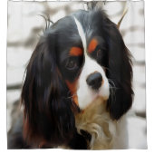 Beeltenis: A King Charles Cavalier Spaniel Douchegordijn (Voorkant)