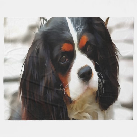 Beeltenis: A King Charles Cavalier Spaniel Fleece Deken (Voorkant (Horizontaal))