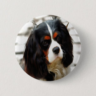 Beeltenis: A King Charles Cavalier Spaniel Ronde Button 5,7 Cm