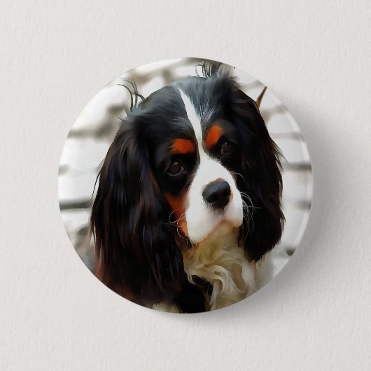 Beeltenis: A King Charles Cavalier Spaniel Ronde Button 5,7 Cm (Voorkant)