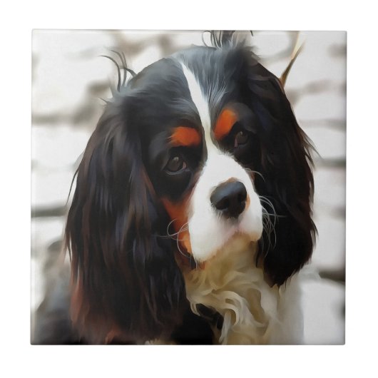 Beeltenis: A King Charles Cavalier Spaniel Tegeltje (Voorkant)