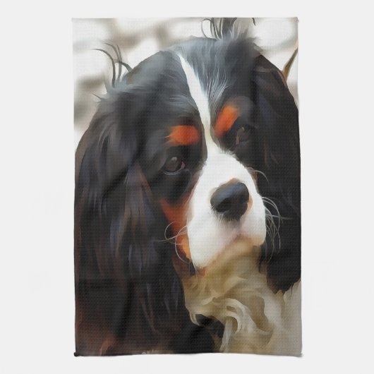 Beeltenis: A King Charles Cavalier Spaniel Theedoek (Verticaal)