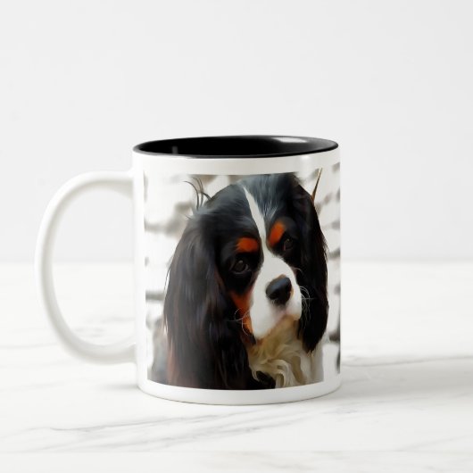 Beeltenis: A King Charles Cavalier Spaniel Tweekleurige Koffiemok (Links)
