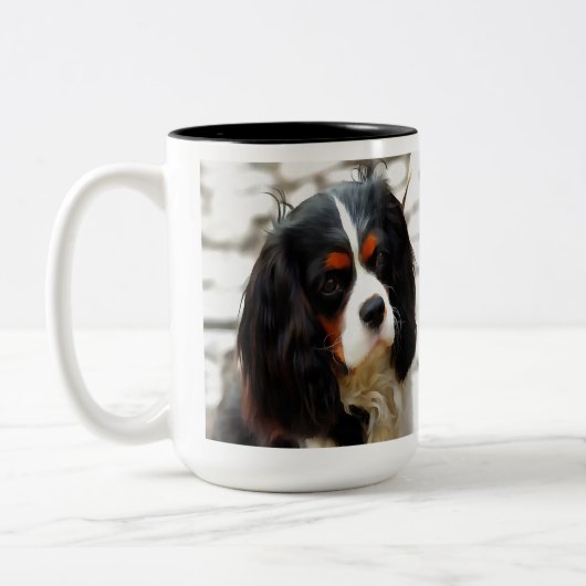 Beeltenis: A King Charles Cavalier Spaniel Tweekleurige Koffiemok (Links)
