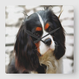 Beeltenis: A King Charles Cavalier Spaniel Vierkante Klok