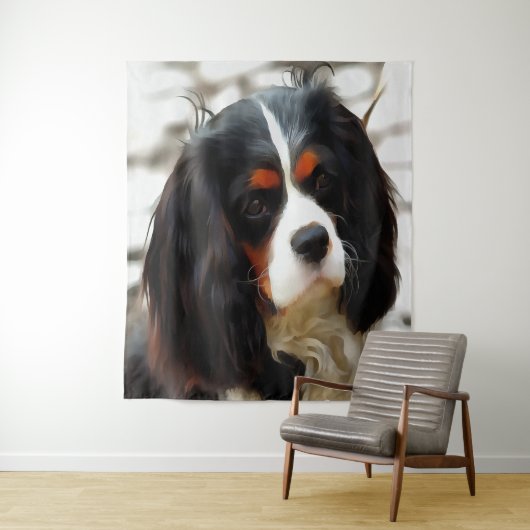 Beeltenis: A King Charles Cavalier Spaniel Wandkleed (In situ)