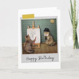 Beeltenis: Art Cats Funny Birthday Card Kaart