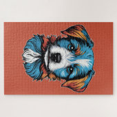 Beeltenis: een kleine blauwe hond legpuzzel (Horizontaal)