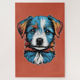 Beeltenis: een kleine blauwe hond legpuzzel