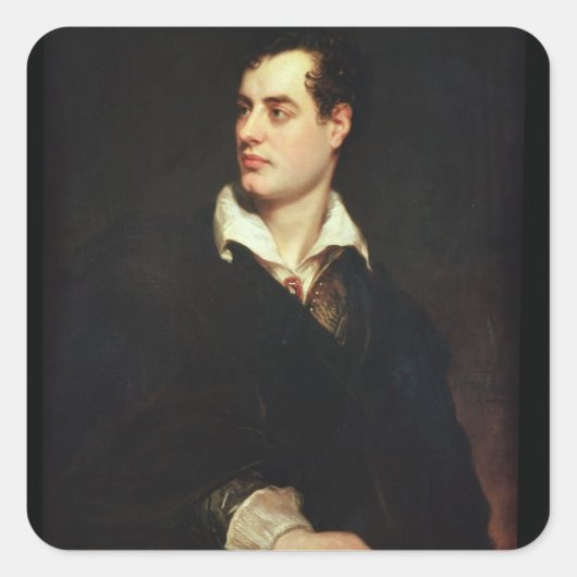 Beeltenis: Lord Byron (1788-1824) Vierkante Sticker (Voorkant)