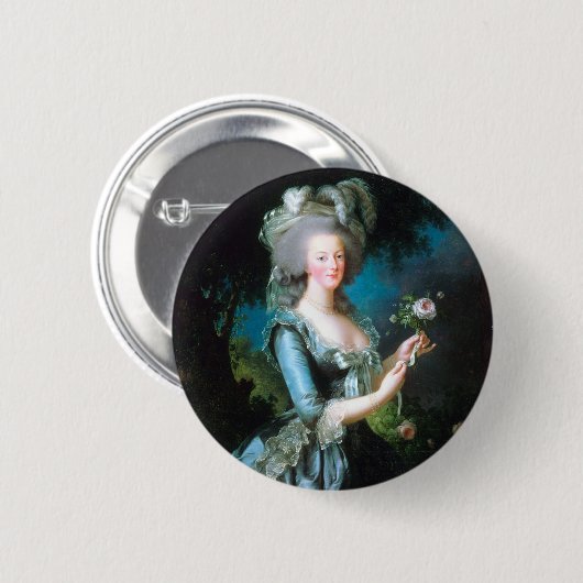 Beeltenis: Marie Antoinette with a Rose Ronde Button 5,7 Cm (Voorkant /achterkant)