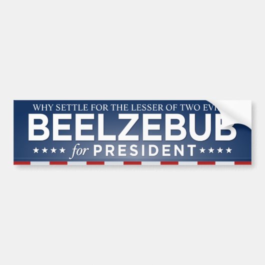 Beelzebub voor President Bumpersticker (Voorkant)